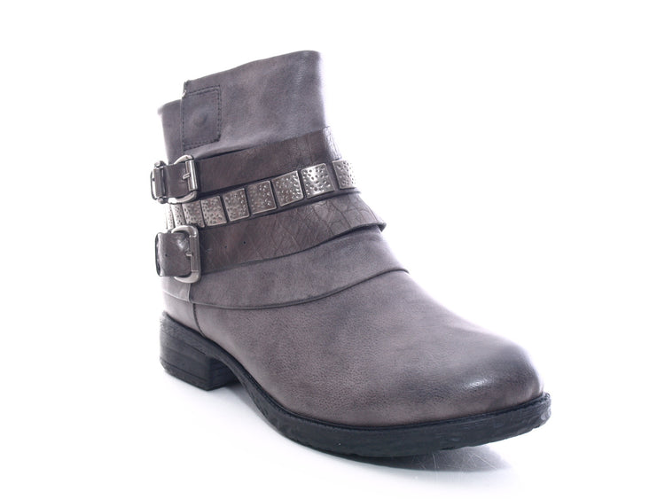 Bottines motardes femme, bottes d'extérieur, bottes d'hiver, doublure chaude, gris # 600