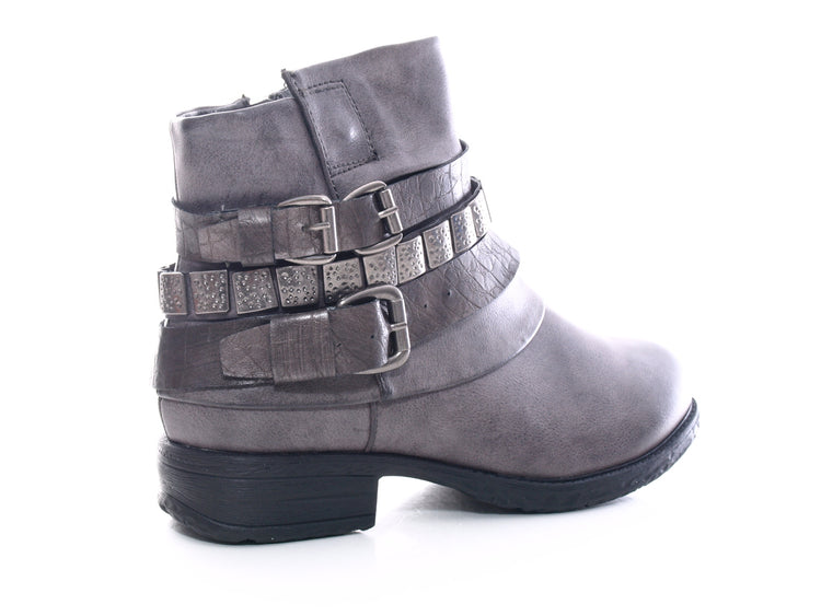 Bottines motardes femme, bottes d'extérieur, bottes d'hiver, doublure chaude, gris # 600