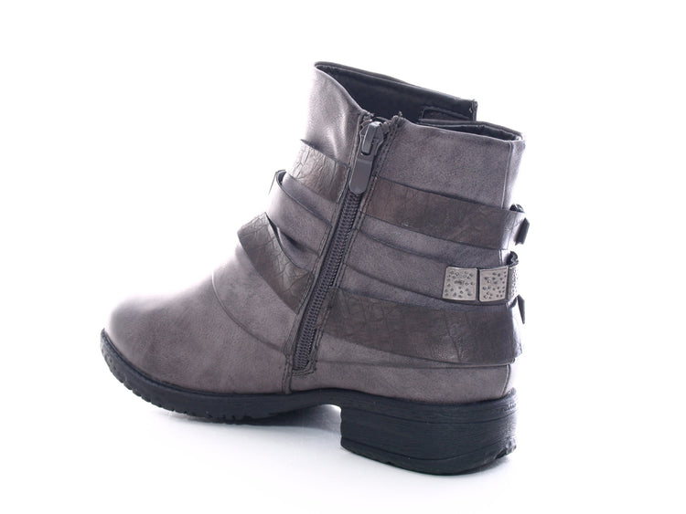 Bottines motardes femme, bottes d'extérieur, bottes d'hiver, doublure chaude, gris # 600