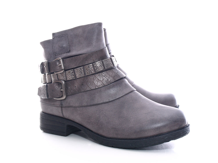 Bottines motardes femme, bottes d'extérieur, bottes d'hiver, doublure chaude, gris # 600