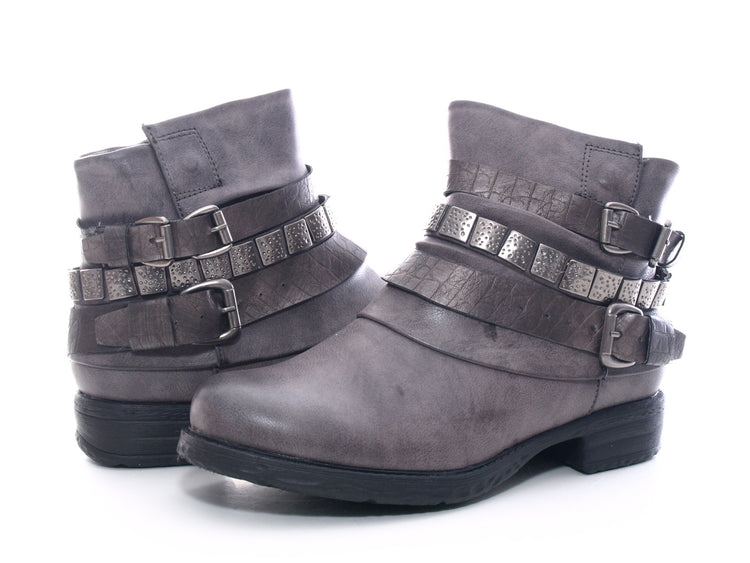 Bottines motardes femme, bottes d'extérieur, bottes d'hiver, doublure chaude, gris # 600
