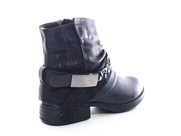 Women's ankle boots, biker boots, outdoor winter boots, warm lined, black # 210