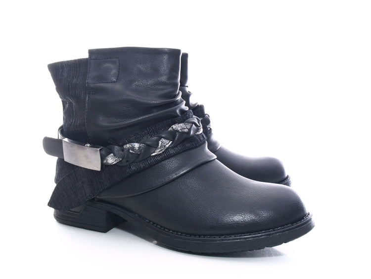 Women's ankle boots, biker boots, outdoor winter boots, warm lined, black # 210