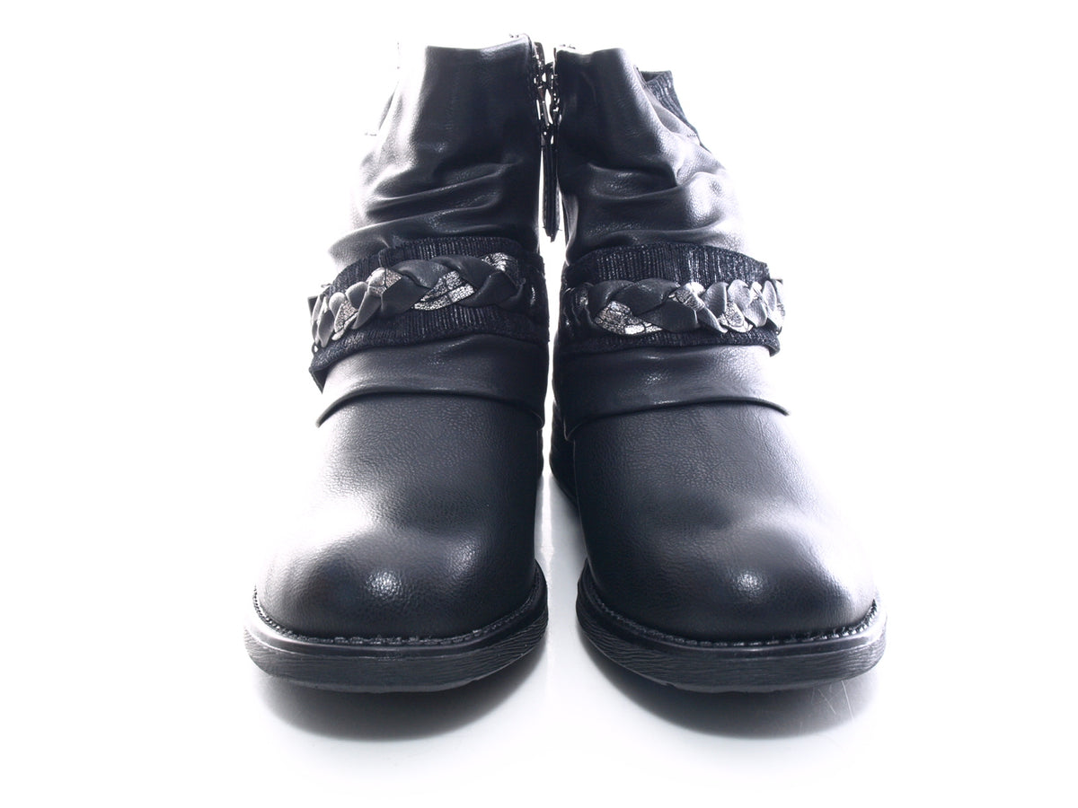 Women's ankle boots, biker boots, outdoor winter boots, warm lined, black # 210