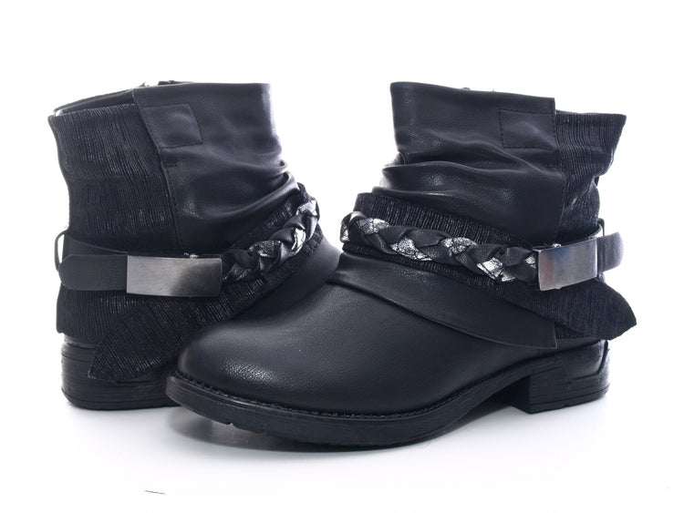 Women's ankle boots, biker boots, outdoor winter boots, warm lined, black # 210