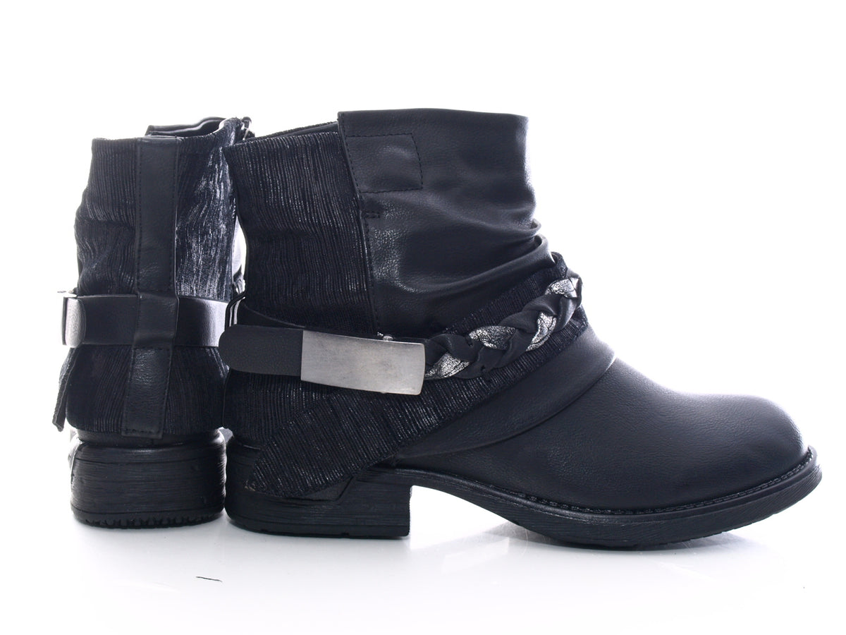 Women's ankle boots, biker boots, outdoor winter boots, warm lined, black # 210
