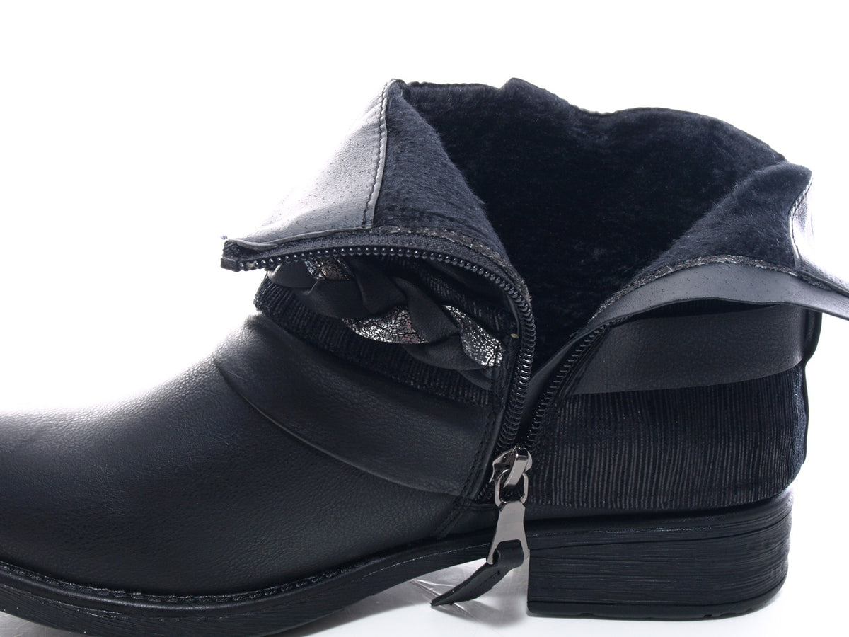 Women's ankle boots, biker boots, outdoor winter boots, warm lined, black # 210