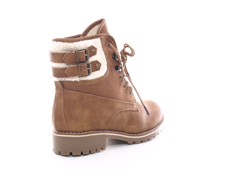Bottines à lacets pour femme chaussures d'extérieur bottes d'hiver doublure chaude camel # 446