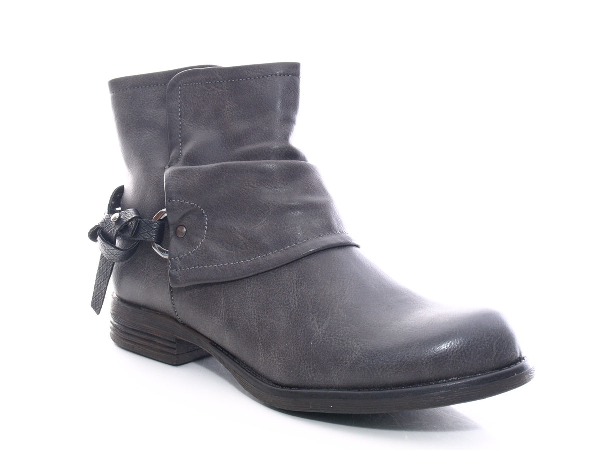 Bottines biker pour femme, bottes d'extérieur, bottes d'hiver, doublure chaude, gris # 824
