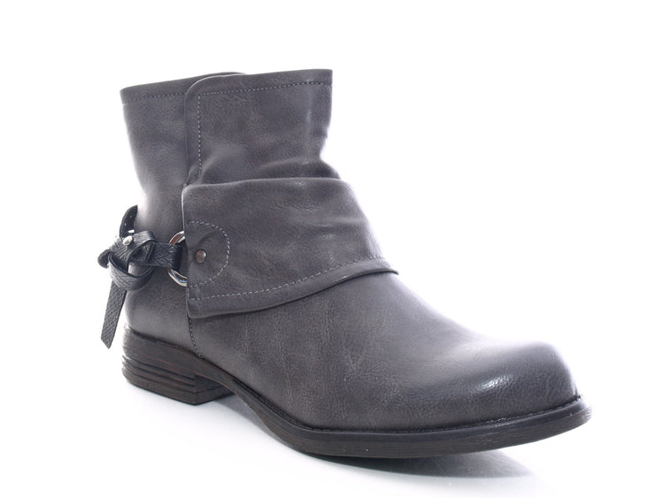 Bottines biker pour femme, bottes d'extérieur, bottes d'hiver, doublure chaude, gris # 824