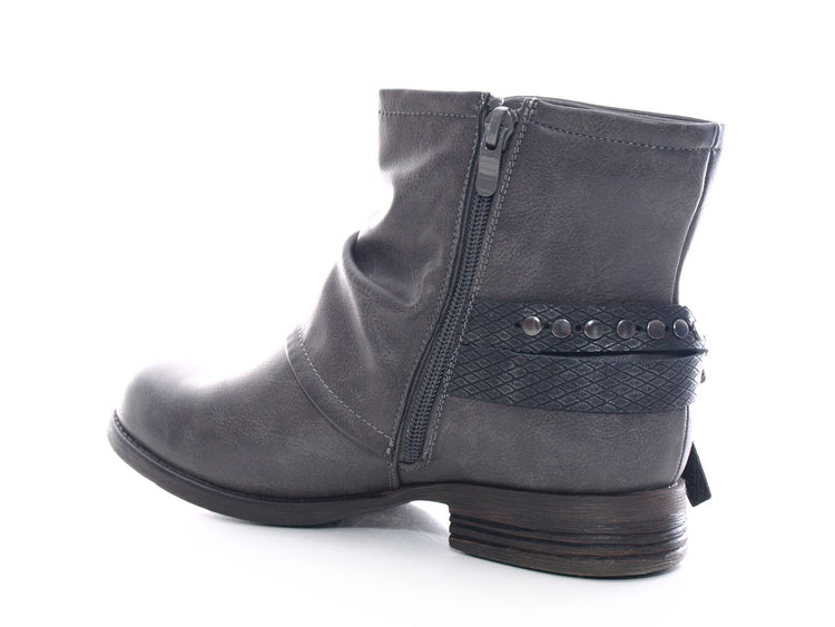 Bottines biker pour femme, bottes d'extérieur, bottes d'hiver, doublure chaude, gris # 824