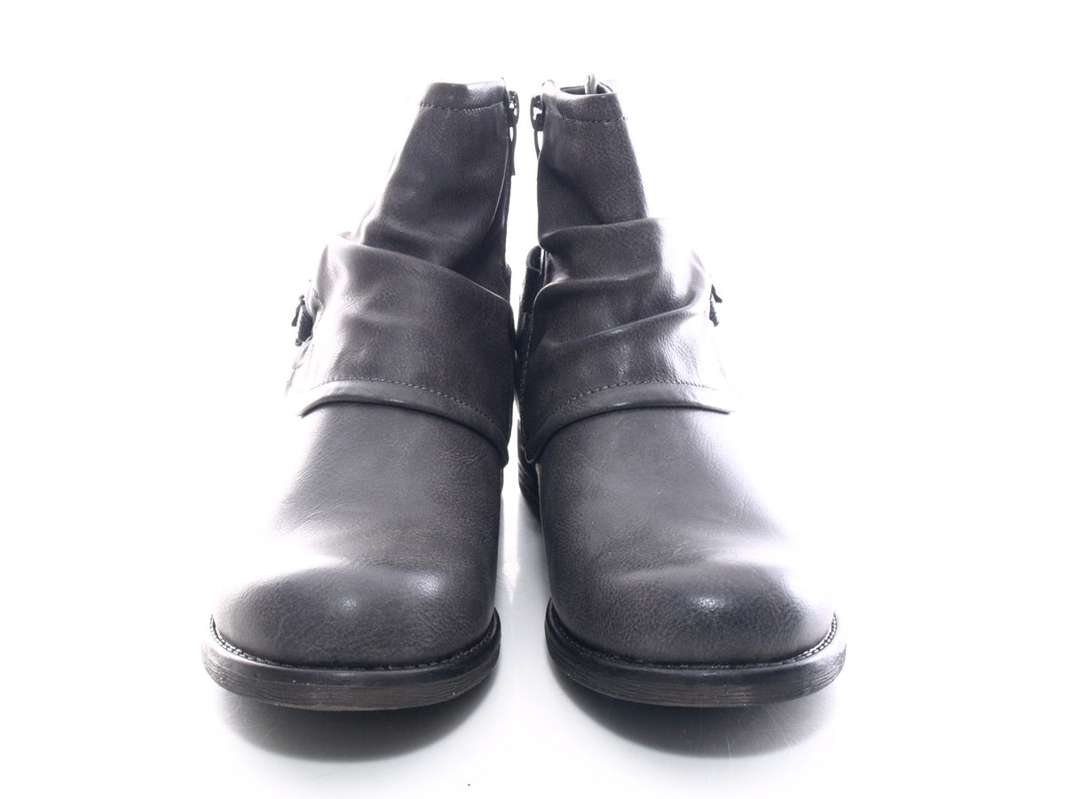 Bottines biker pour femme, bottes d'extérieur, bottes d'hiver, doublure chaude, gris # 824