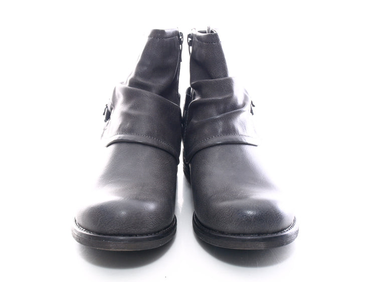 Bottines biker pour femme, bottes d'extérieur, bottes d'hiver, doublure chaude, gris # 824