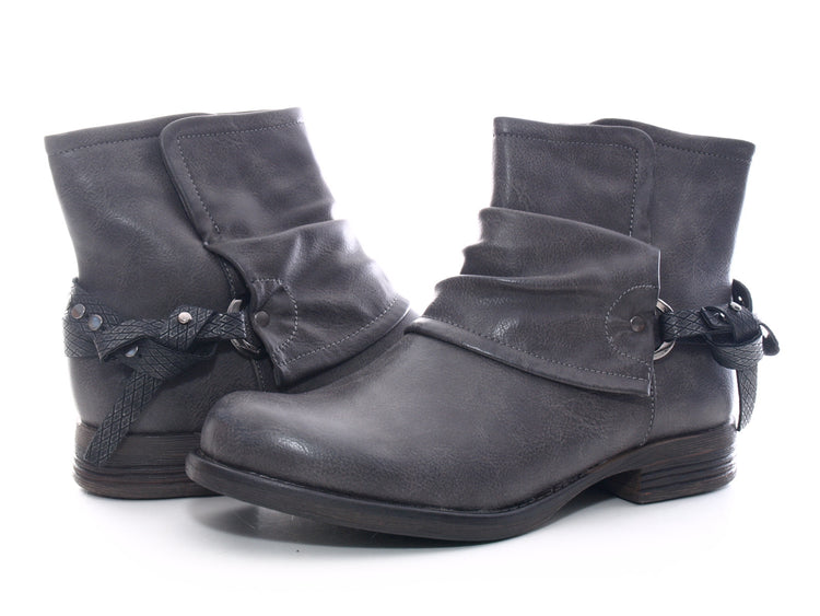 Bottines biker pour femme, bottes d'extérieur, bottes d'hiver, doublure chaude, gris # 824