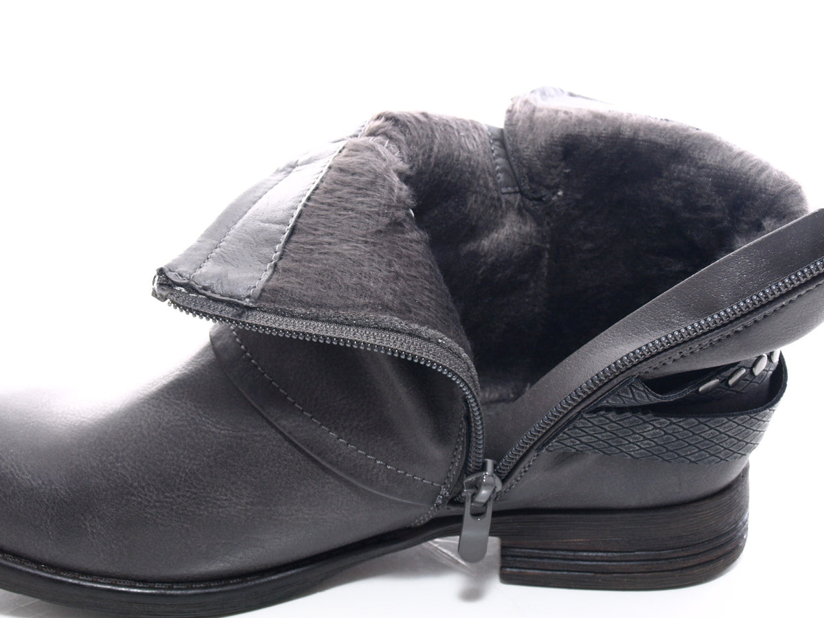 Bottines biker pour femme, bottes d'extérieur, bottes d'hiver, doublure chaude, gris # 824