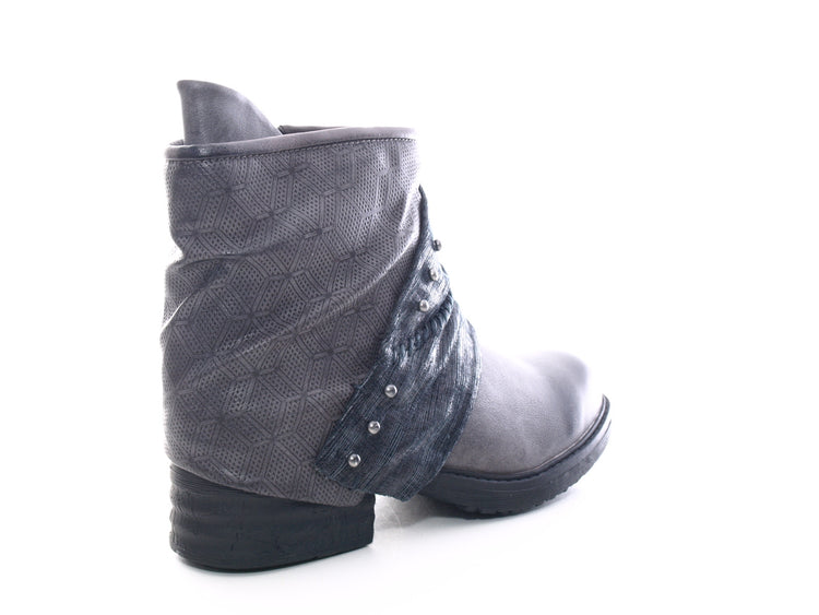 Bottines biker femme, bottes outdoor hiver, doublure chaude, gris # 3127