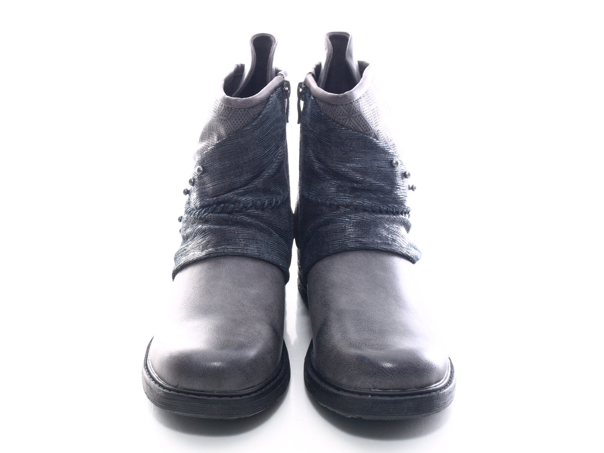 Bottines biker femme, bottes outdoor hiver, doublure chaude, gris # 3127