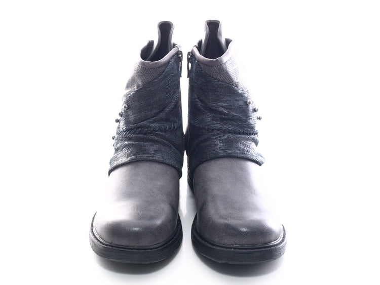Bottines biker femme, bottes outdoor hiver, doublure chaude, gris # 3127
