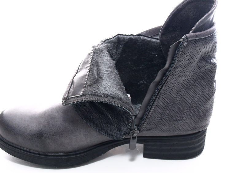 Bottines biker femme, bottes outdoor hiver, doublure chaude, gris # 3127