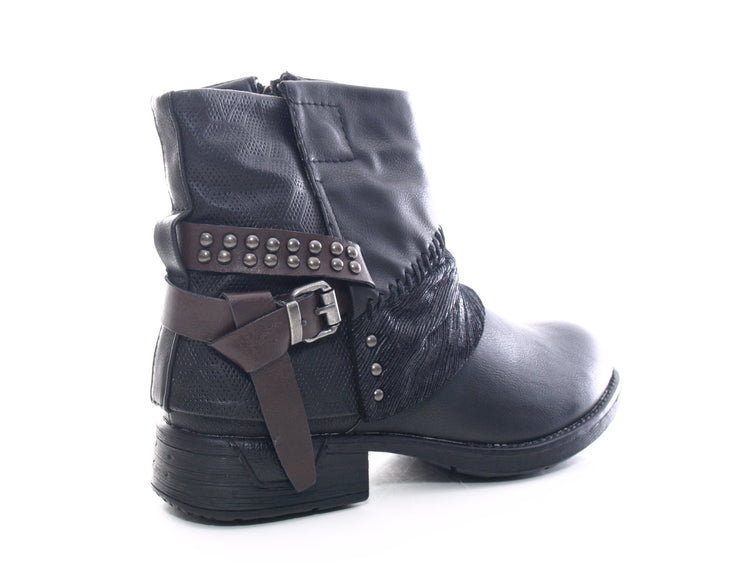 Bottines femme, bottes de motard, bottes d'extérieur, bottes d'hiver fourrées, noir # 283