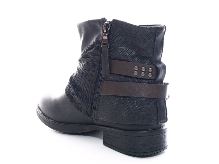 Bottines femme, bottes de motard, bottes d'extérieur, bottes d'hiver fourrées, noir # 283