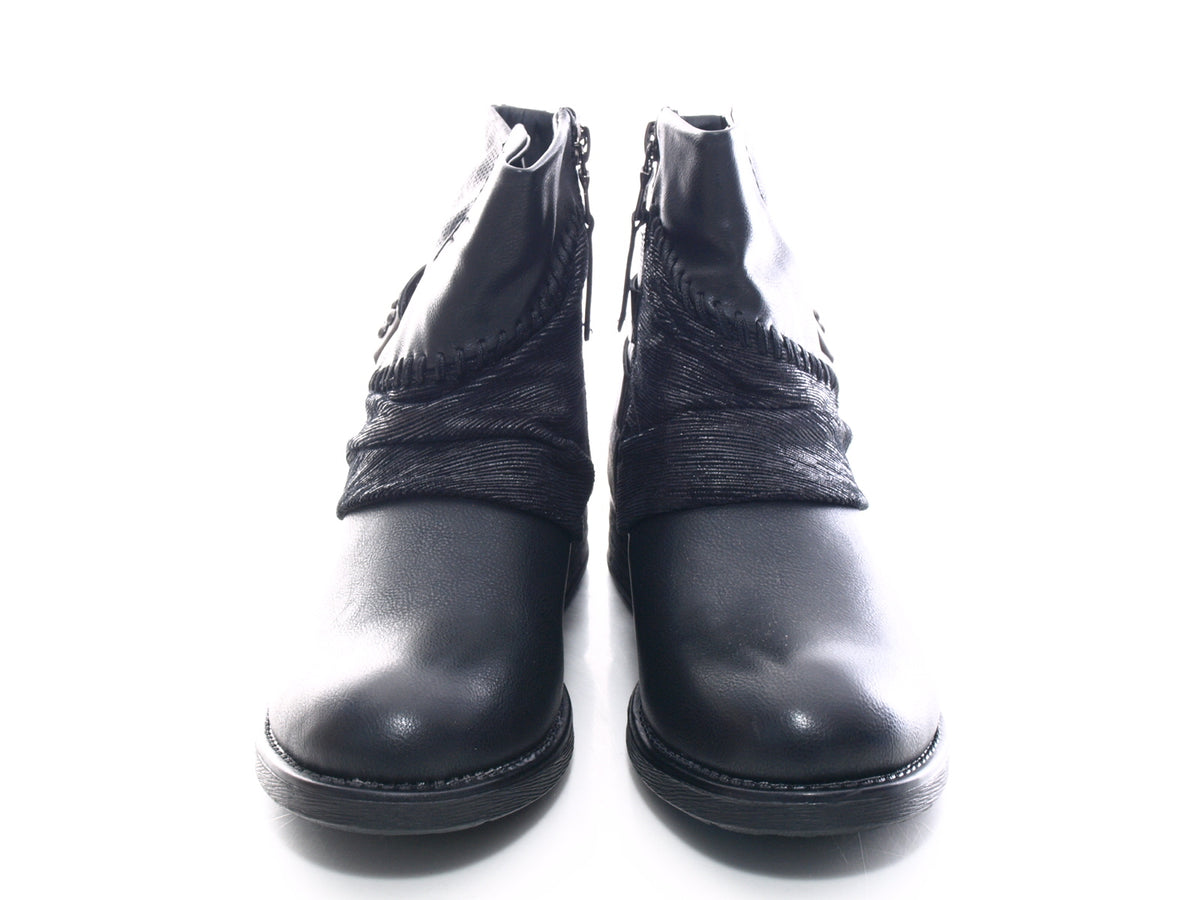 Bottines femme, bottes de motard, bottes d'extérieur, bottes d'hiver fourrées, noir # 283