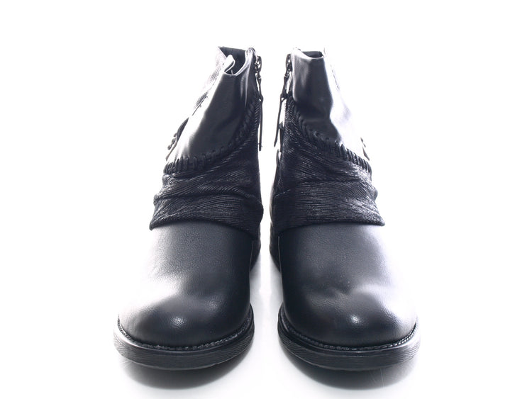 Bottines femme, bottes de motard, bottes d'extérieur, bottes d'hiver fourrées, noir # 283