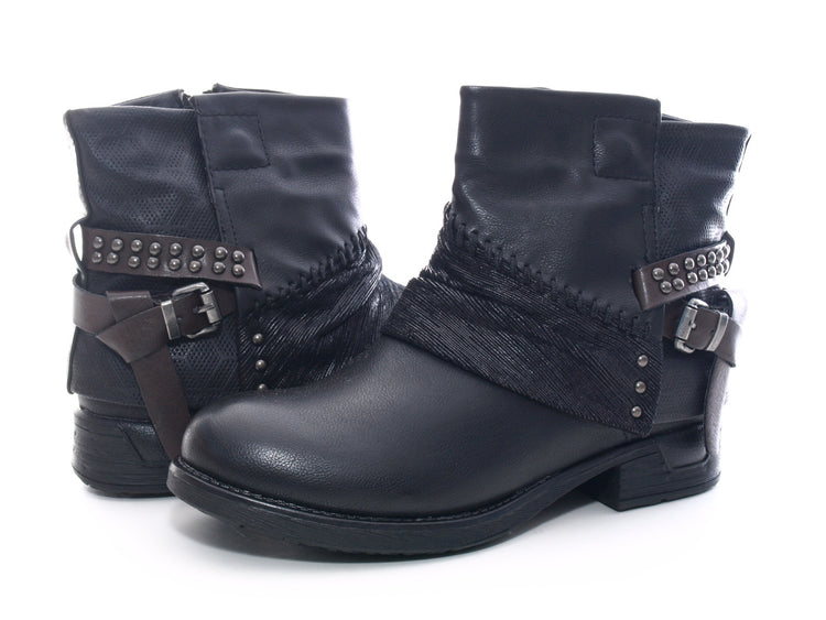 Women's ankle boots biker boots outdoor winter boots warmly lined black # 283