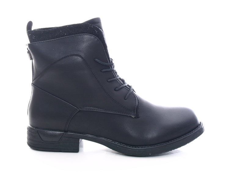 Bottines biker pour femme, bottes d'hiver outdoor, doublure chaude, noir # 3119
