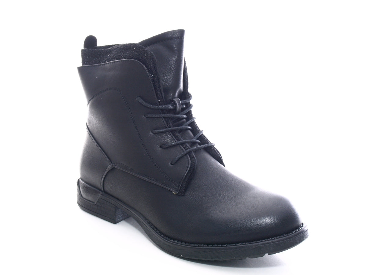 Bottines biker pour femme, bottes d'hiver outdoor, doublure chaude, noir # 3119
