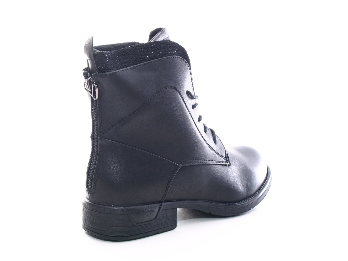 Bottines biker pour femme, bottes d'hiver outdoor, doublure chaude, noir # 3119