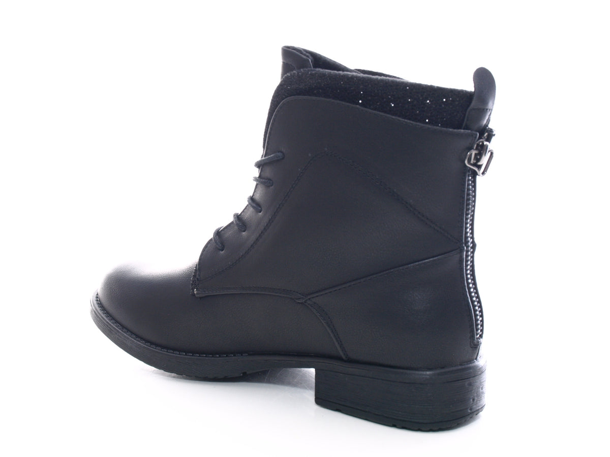 Bottines biker pour femme, bottes d'hiver outdoor, doublure chaude, noir # 3119