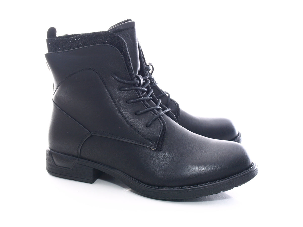 Bottines biker pour femme, bottes d'hiver outdoor, doublure chaude, noir # 3119