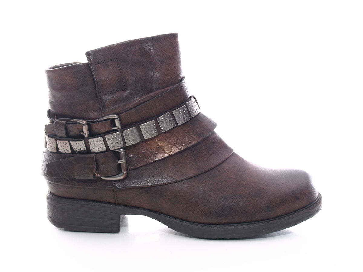 Women's ankle boots biker boots outdoor winter boots warm lined brown # 600