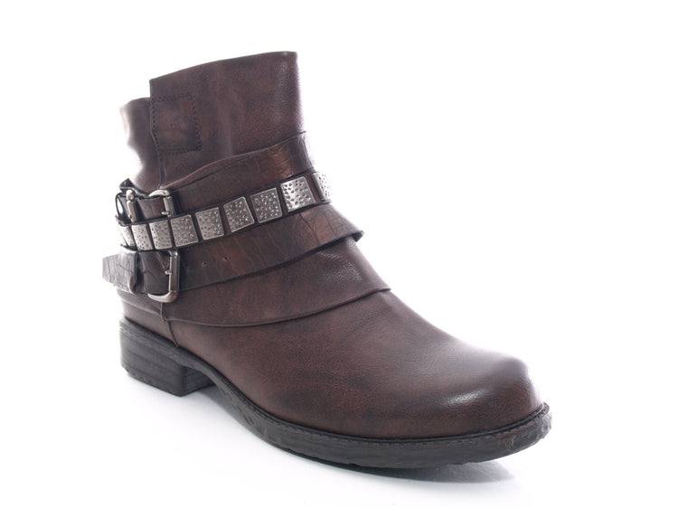 Women's ankle boots biker boots outdoor winter boots warm lined brown # 600