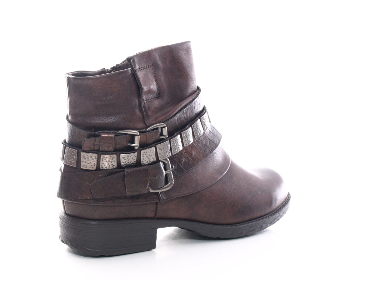 Women's ankle boots biker boots outdoor winter boots warm lined brown # 600