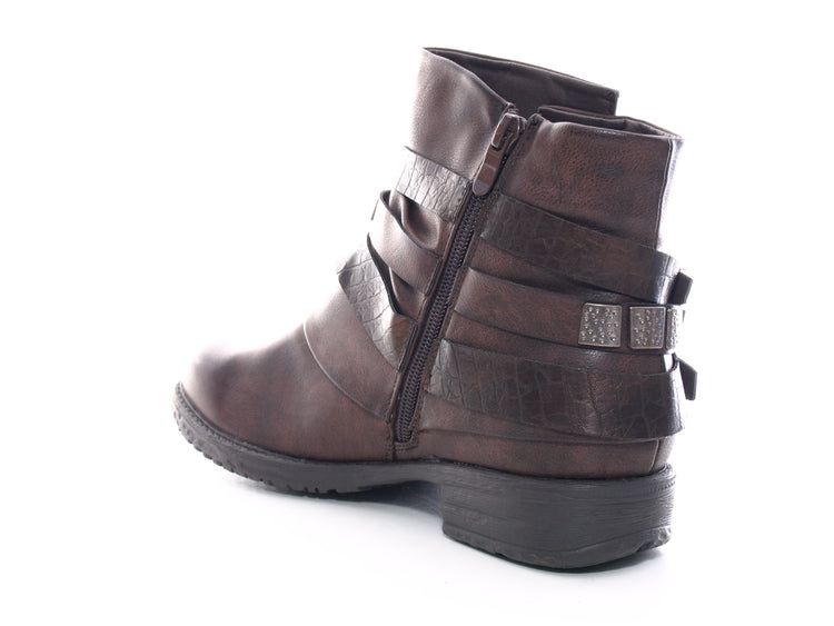 Women's ankle boots biker boots outdoor winter boots warm lined brown # 600