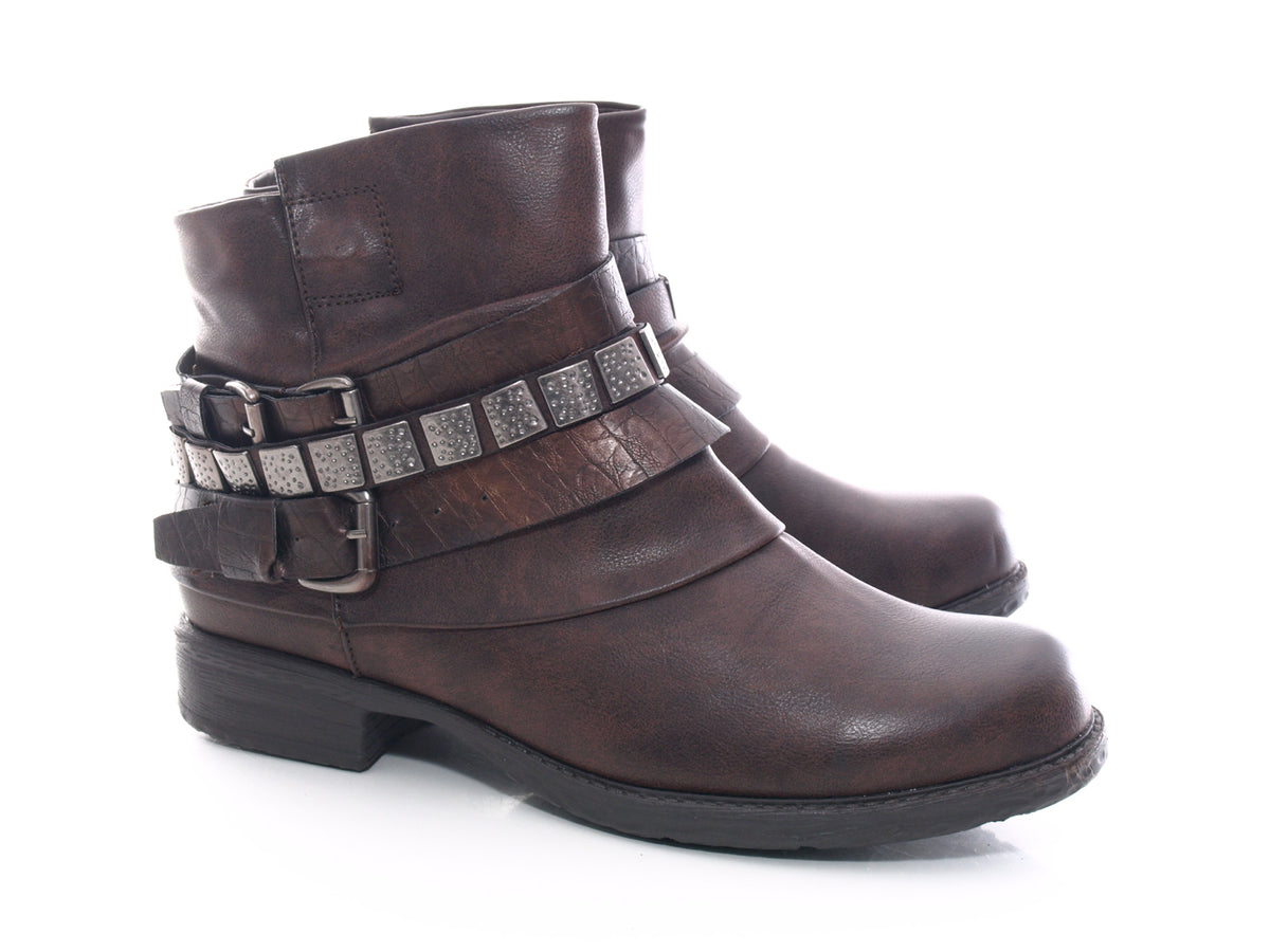 Women's ankle boots biker boots outdoor winter boots warm lined brown # 600
