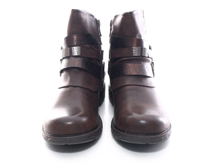 Women's ankle boots biker boots outdoor winter boots warm lined brown # 600