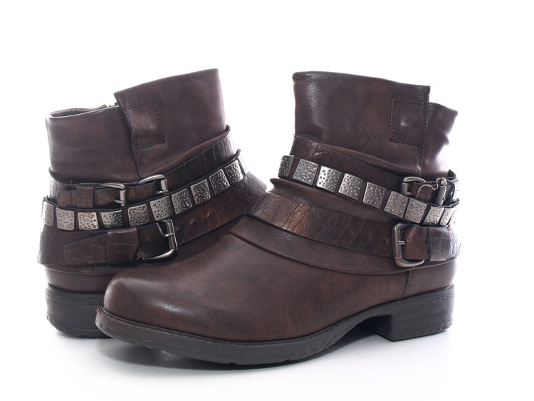 Women's ankle boots biker boots outdoor winter boots warm lined brown # 600