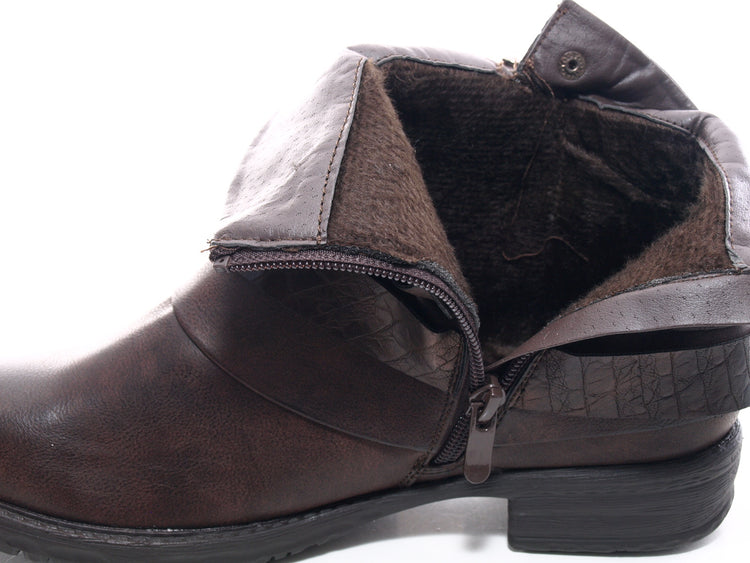 Women's ankle boots biker boots outdoor winter boots warm lined brown # 600