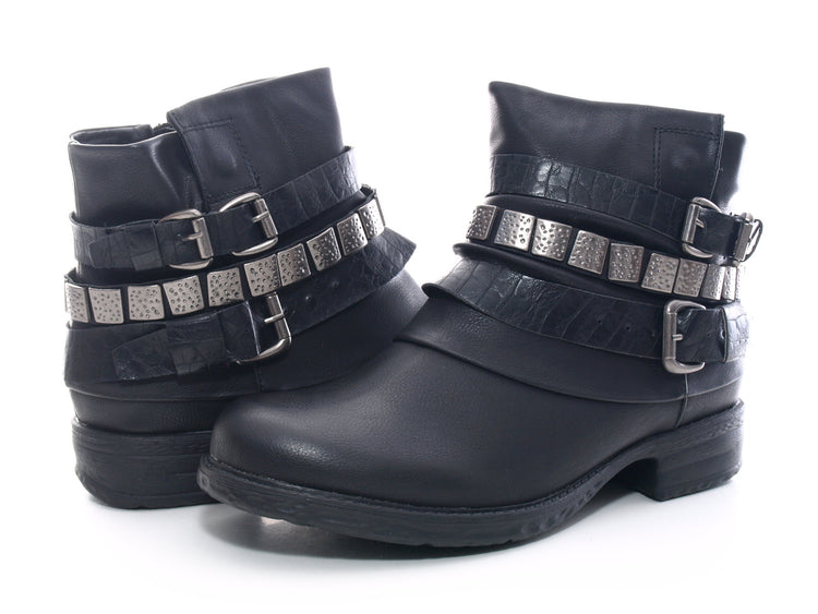Women's ankle boots, biker boots, outdoor winter boots, warm lined, black # 600