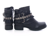 Damen Stiefeletten Biker Boots Outdoor Winterboots warm gefüttert Black # 600
