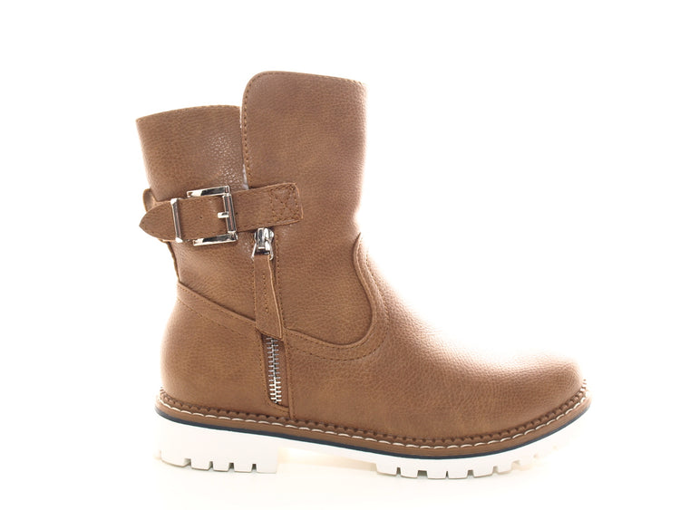 Bottines biker pour femme, bottes d'hiver outdoor, doublure chaude, camel # 546