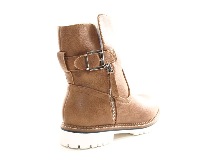 Bottines biker pour femme, bottes d'hiver outdoor, doublure chaude, camel # 546