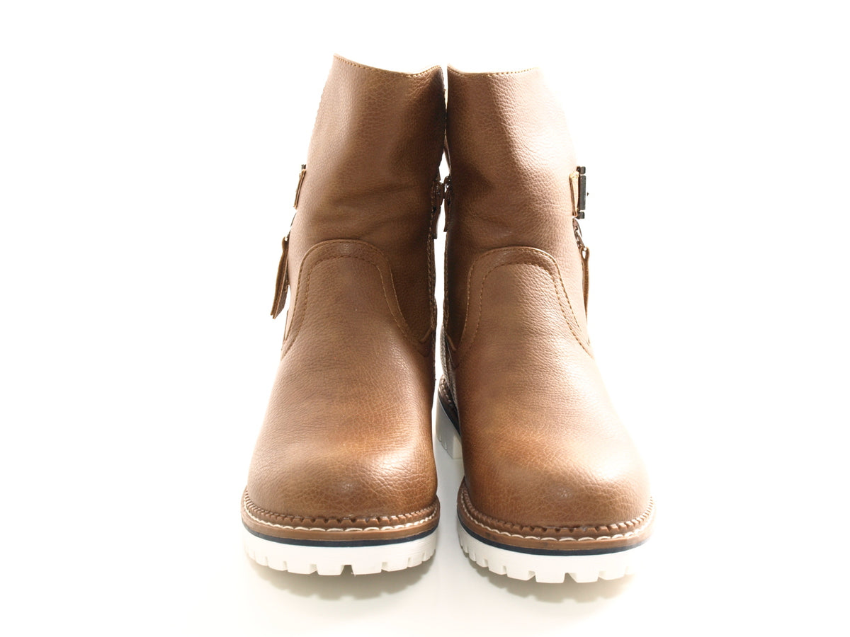 Bottines biker pour femme, bottes d'hiver outdoor, doublure chaude, camel # 546