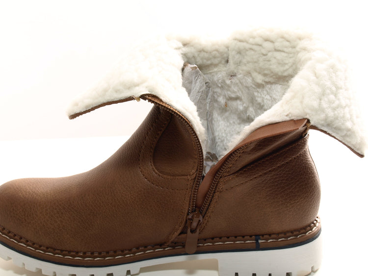 Bottines biker pour femme, bottes d'hiver outdoor, doublure chaude, camel # 546