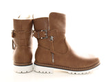 Damen Stiefeletten Biker Boots Outdoor Winterboots warm gefüttert Camel # 546