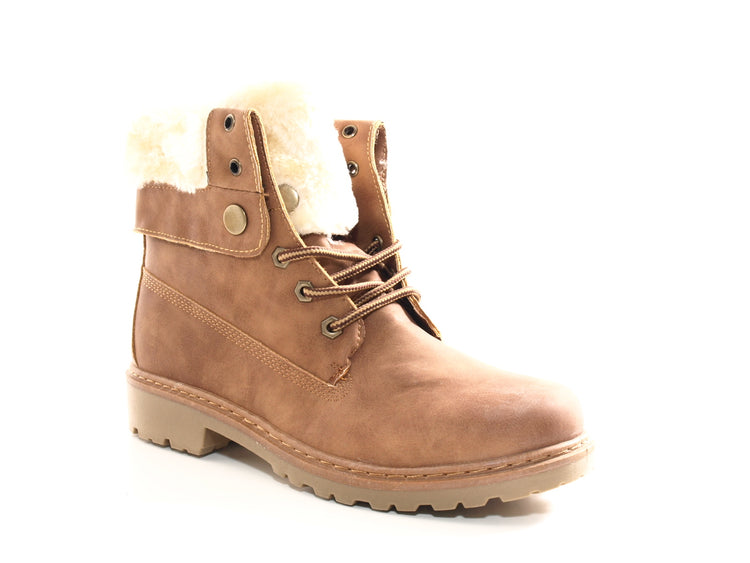 Bottines motardes pour femme, bottes d'extérieur, bottes d'hiver, doublure chaude, camel # 9120