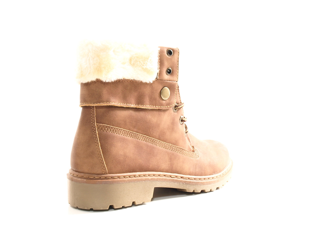 Bottines motardes pour femme, bottes d'extérieur, bottes d'hiver, doublure chaude, camel # 9120